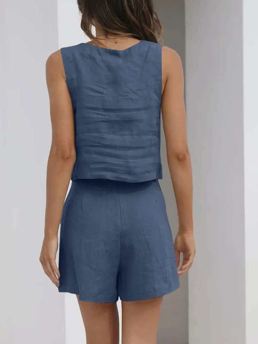 Square Neck Tank and Shorts Set - Trendsi - Flyclothing LLC