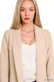 Zenana Woven Long Sleeve Blazer With Lining - Trendsi - Flyclothing LLC