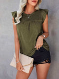 Ruffled Round Neck Cap Sleeve T-Shirt - Trendsi - Flyclothing LLC