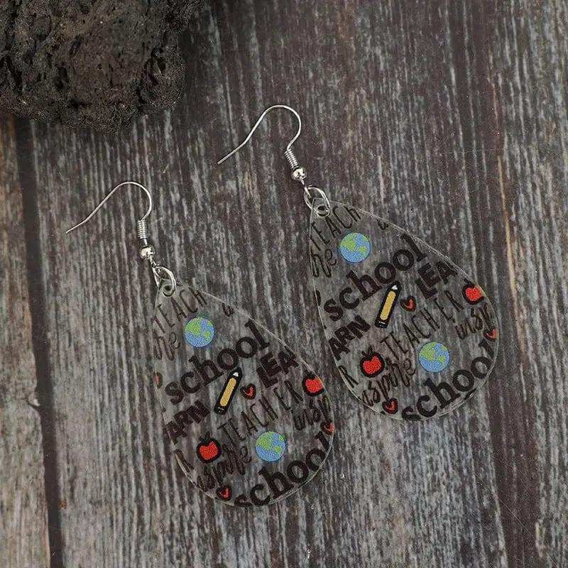 Acrylic Letter Teardrop Shape Earrings - Trendsi - Flyclothing LLC