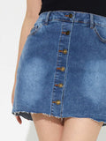 Pocketed Button Up Denim Skirt - Trendsi - Flyclothing LLC