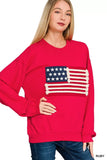 Zenana French Terry American Flag Pullover - Trendsi - Flyclothing LLC