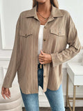 Textured Collared Neck Button Down Shacket - Trendsi - Flyclothing LLC