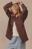 BiBi Quilted Wrinkle Gauze Long Sleeve Shacket - Trendsi - Flyclothing LLC