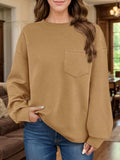 Full Size Texture Round Neck Long Sleeve Sweatshirt - Trendsi - Flyclothing LLC