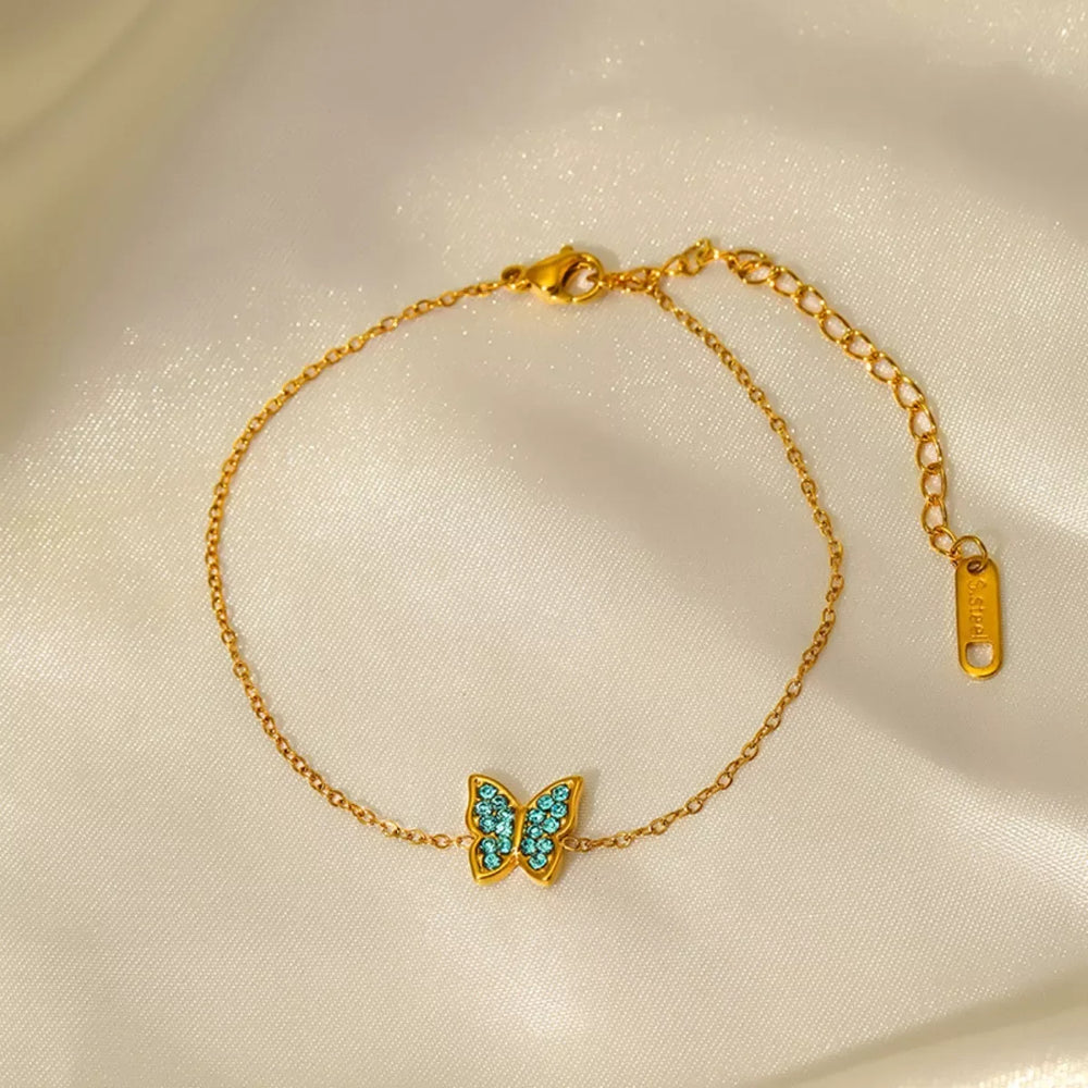18K Gold-Plated Butterfly Adjustable Bracelet - Trendsi - Flyclothing LLC