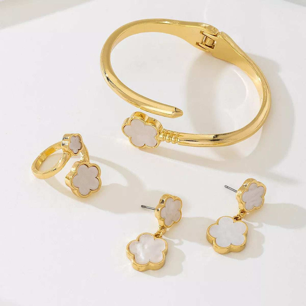 18K Gold-Plated Flower Jewelry Set - Trendsi - Flyclothing LLC