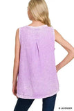 Zenana Double Gauze Raw Edge Acid Washed Tank - Trendsi - Flyclothing LLC