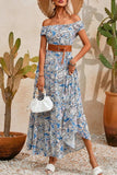 Printed Off-Shouder Short Sleeve Dress - Trendsi - Flyclothing LLC