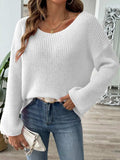 Round Neck Long Sleeve Sweater - Trendsi - Flyclothing LLC