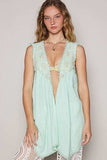 POL Embroidered Pearls Open Front Sleeveless Cardigan - Trendsi - Flyclothing LLC