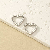Alloy Heart Shape Hoop Earrings - Trendsi - Flyclothing LLC