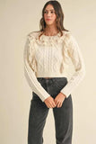 MABLE Ruffled Lace Crochet Sweater - Trendsi - Flyclothing LLC