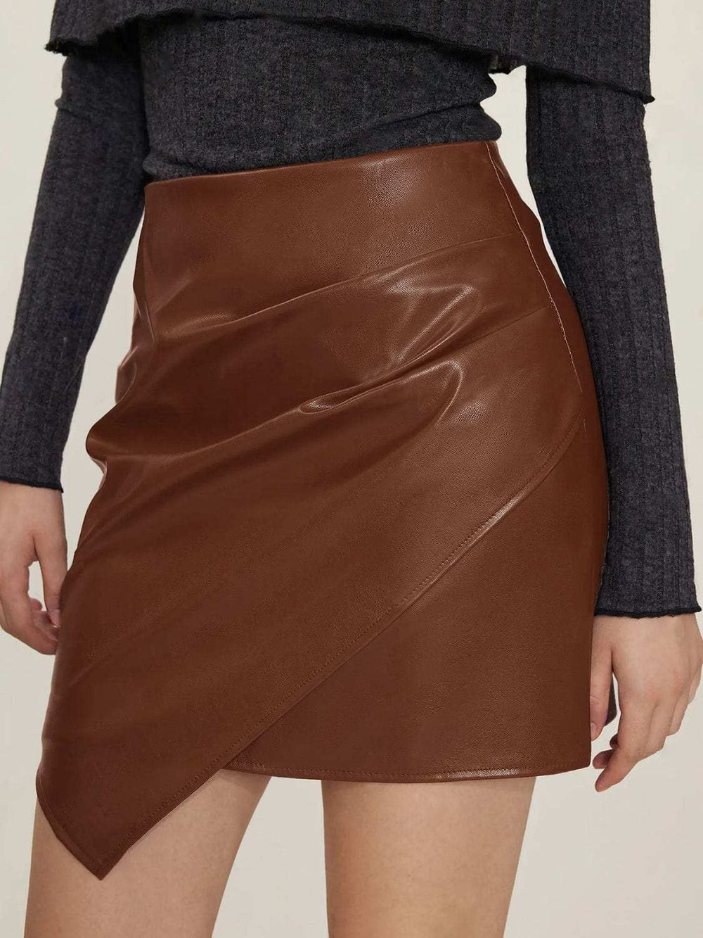 Ruched Mini Skirt with Zipper - Trendsi - Flyclothing LLC