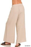 Zenana Woven Airflow Elastic Waistband Pants - Trendsi - Flyclothing LLC