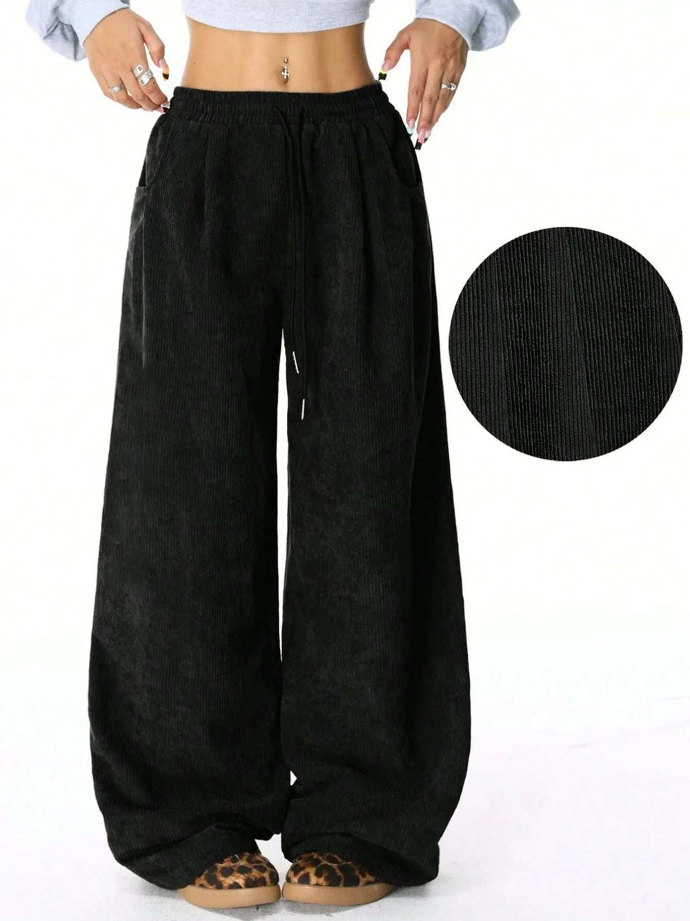 Drawstring Wide Leg Pants - Trendsi - Flyclothing LLC