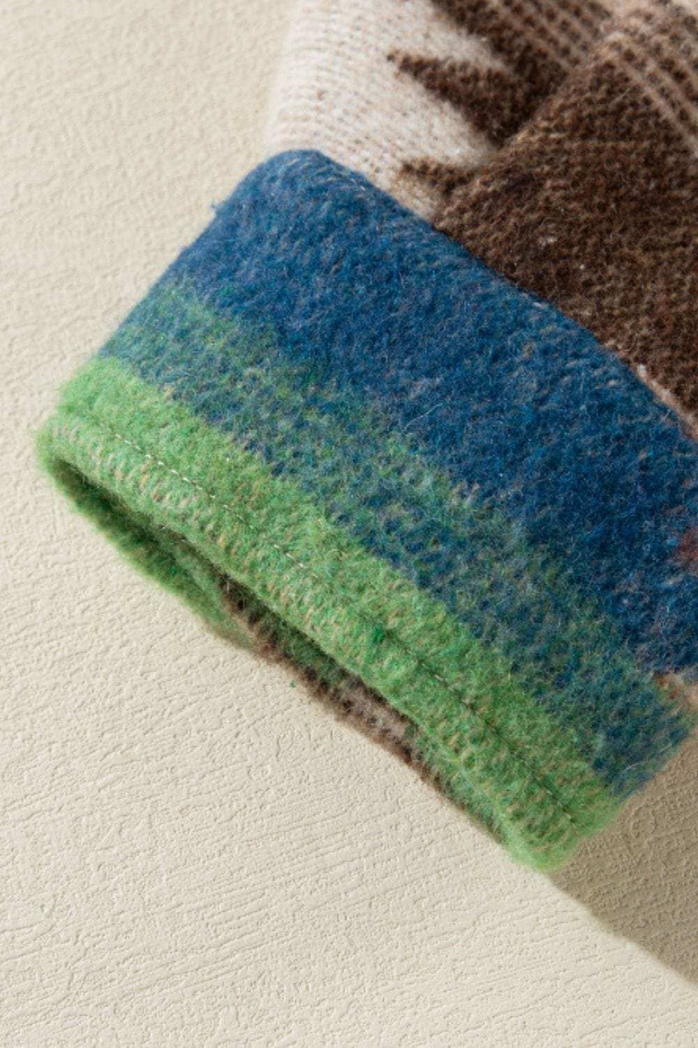 Geometric Button Up Long Sleeve Jacket - Trendsi - Flyclothing LLC