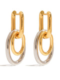 Stainless Steel Two-Tone Interlocked Hoop Earrings - Trendsi - Flyclothing LLC