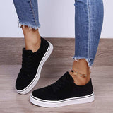 Suede Lace-Up Flat Sneakers - Trendsi - Flyclothing LLC