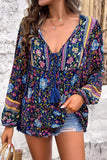 Floral Print Tie Neck Blouse - Trendsi - Flyclothing LLC