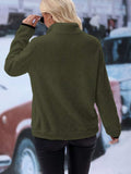Half Zip Long Sleeve Furry Sweatshirt - Trendsi - Flyclothing LLC