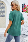 Ruched Scoop Neck Short Sleeve Blouse - Trendsi - Flyclothing LLC
