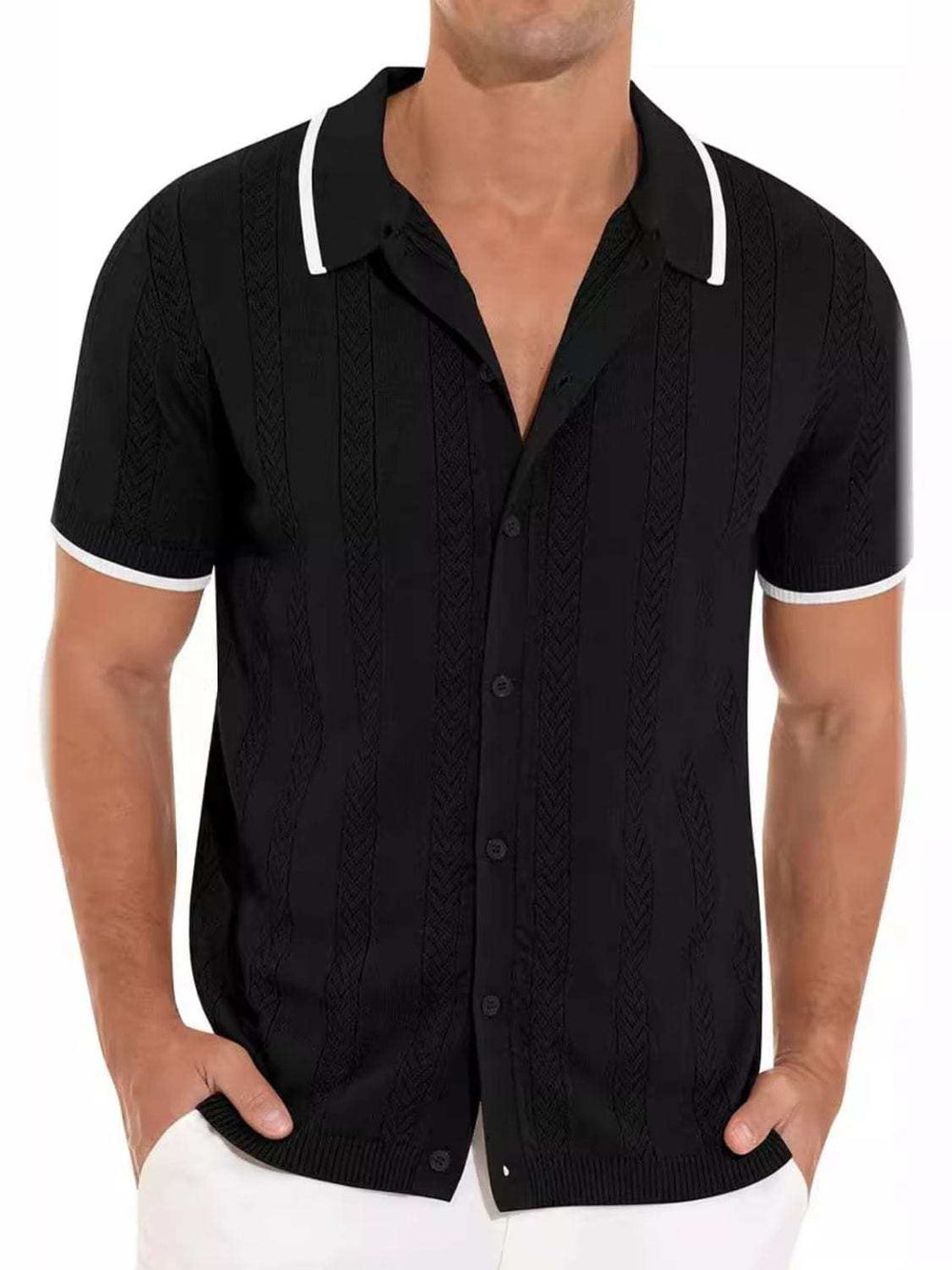 Men's Full Size Button Down Short Sleeve Shirt Plus Size - Trendsi - Flyclothing LLC