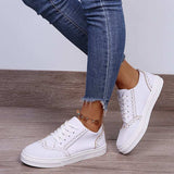 Suede Lace-Up Flat Sneakers - Trendsi - Flyclothing LLC