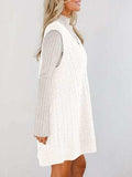 Lovelet Cable Knit V-Neck Mini Sweater Overall Dress - Trendsi - Flyclothing LLC