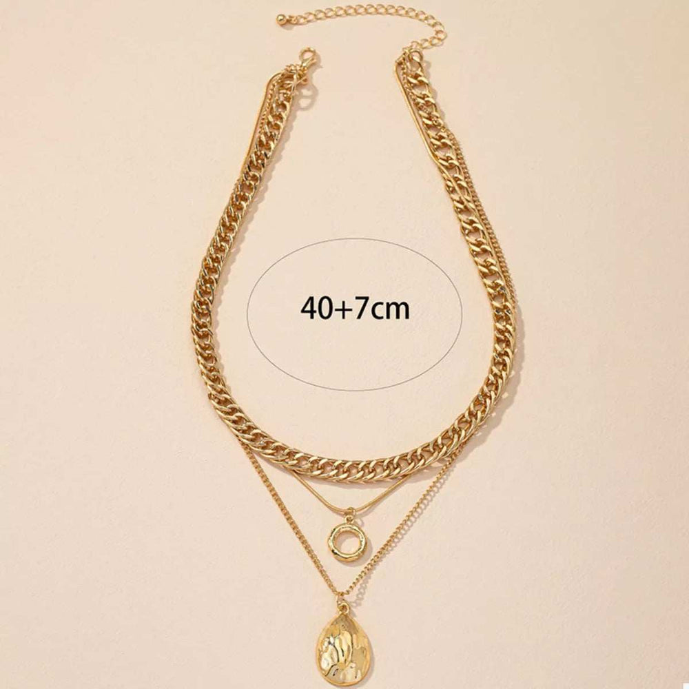 18K Gold-Plated Three-Layered Pendant Necklace - Trendsi - Flyclothing LLC