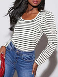 Striped Round Neck Long Sleeve T-Shirt - Trendsi - Flyclothing LLC