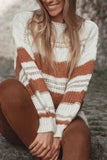 Striped Round Neck Dropped Shoulder Sweater - Trendsi - Flyclothing LLC