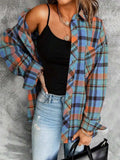 Plaid Collared Neck Long Sleeve Shirt - Trendsi - Flyclothing LLC
