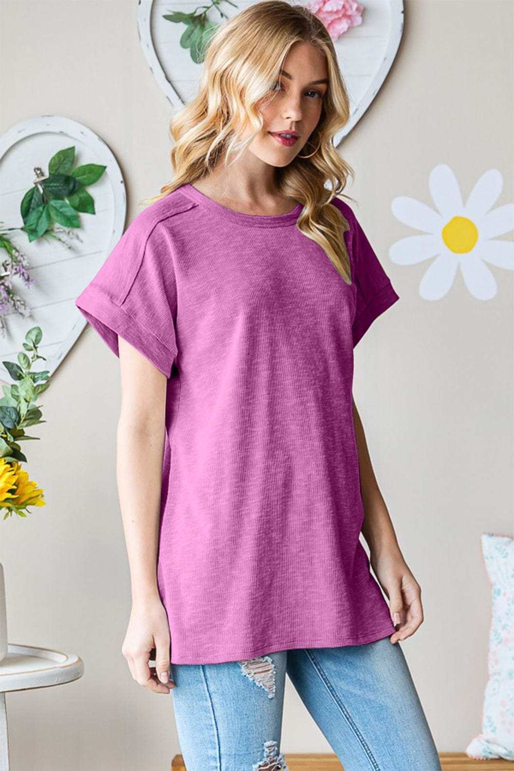 Heimish Full Size Short Sleeve Round Neck T-Shirt - Trendsi - Flyclothing LLC