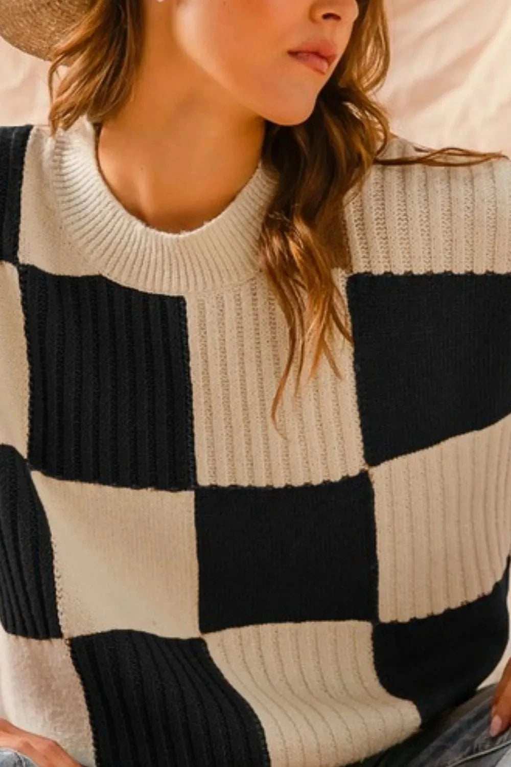 SO ME Check Plaid Casual Sweater Top - Trendsi - Flyclothing LLC