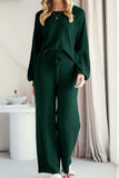 Round Neck Long Sleeve Top and Pants Set - Trendsi - Flyclothing LLC