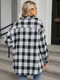 Plaid Collared Neck Long Sleeve Shirt - Trendsi - Flyclothing LLC