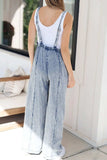 Frayed Exposed Seam Wide Leg Denim Overalls - Trendsi - Flyclothing LLC