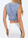 Button Up Sleeveless Denim Top - Trendsi - Flyclothing LLC