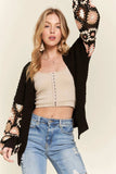 ADORA Multi Color Sleeve Crochet Cardigan - Trendsi - Flyclothing LLC