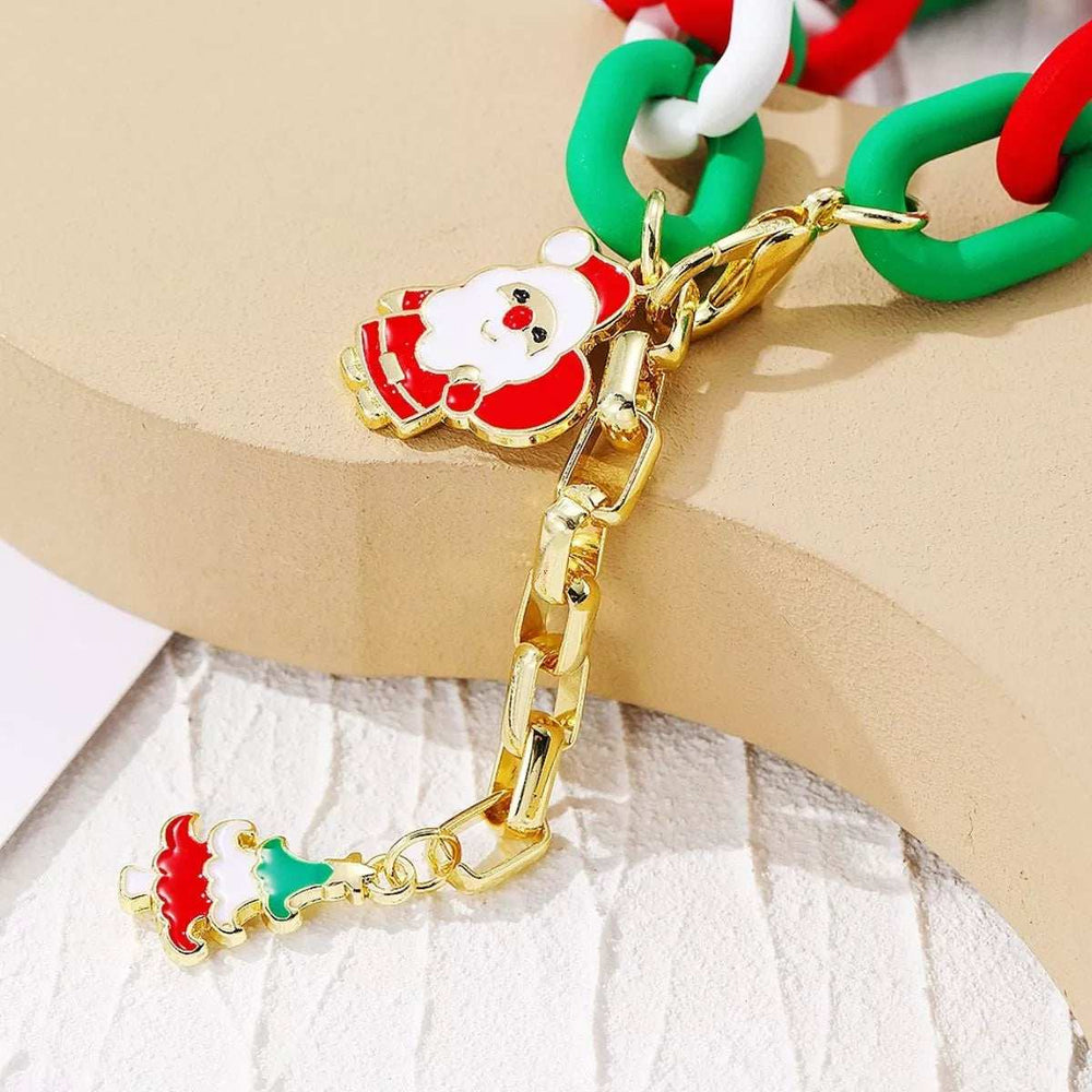 Christmas Festive Chain Link Bracelet with Santa Charm - Trendsi - Flyclothing LLC