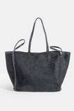 Fame Suede Tote Faux Leather Trim Shoulder Strap - Trendsi - Flyclothing LLC