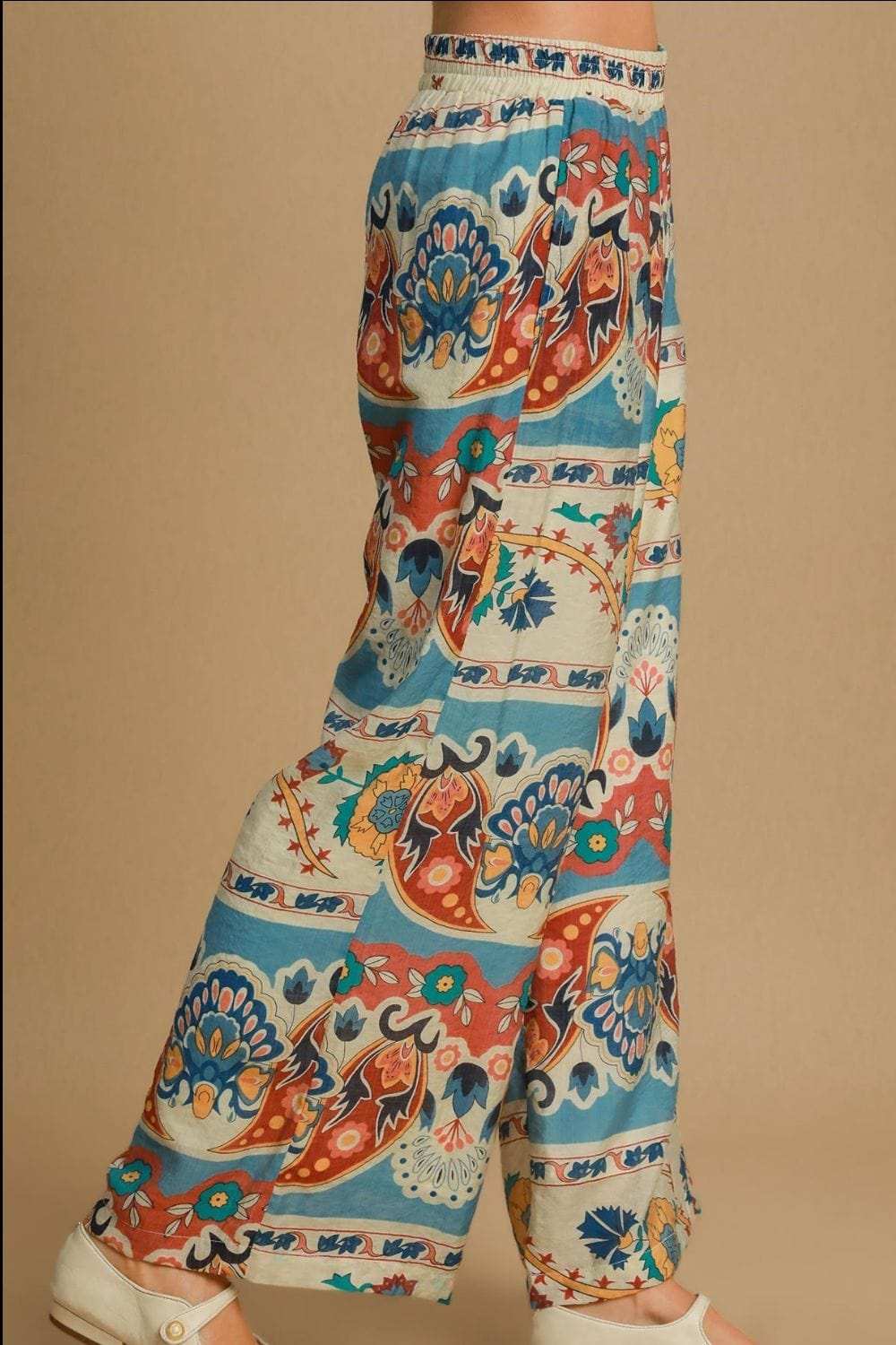 Umgee Full Size Wide Leg Border Print Pants Plus Size - Trendsi - Flyclothing LLC