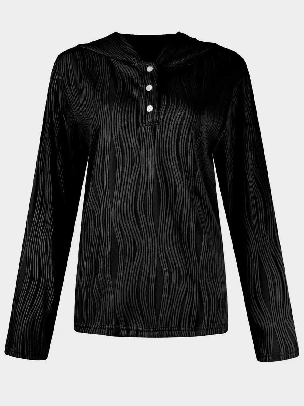 Textured Long Sleeve Hoodie - Trendsi - Flyclothing LLC