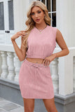Round Neck Sleeveless Top and Drawstring Skirt Set - Trendsi - Flyclothing LLC