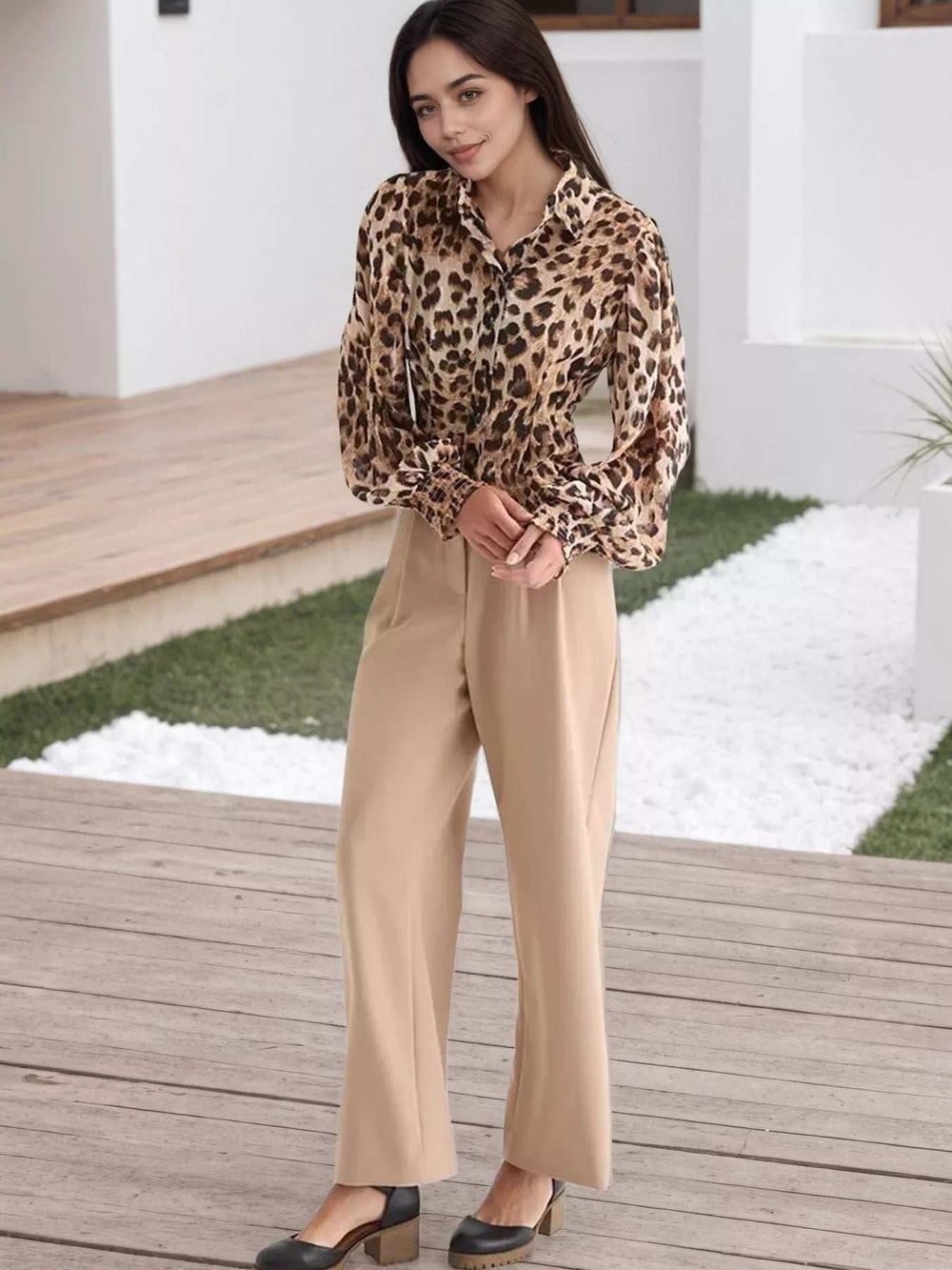 Leopard Button Up Shirt - Trendsi - Flyclothing LLC