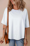 Loose Half Sleeve Hi Low Hem T Shirt - Trendsi - Flyclothing LLC
