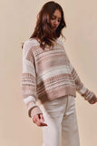 SO ME Variegated Stripe Textured Loose Fit Sweater - Trendsi - Flyclothing LLC