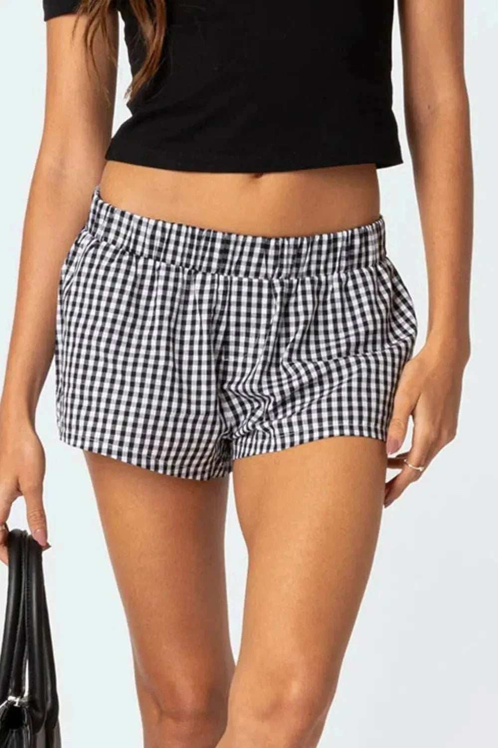 Plaid Elastic Waist Shorts - Trendsi - Flyclothing LLC
