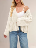 Cable Knit Button-Down Cardigan - Trendsi - Flyclothing LLC